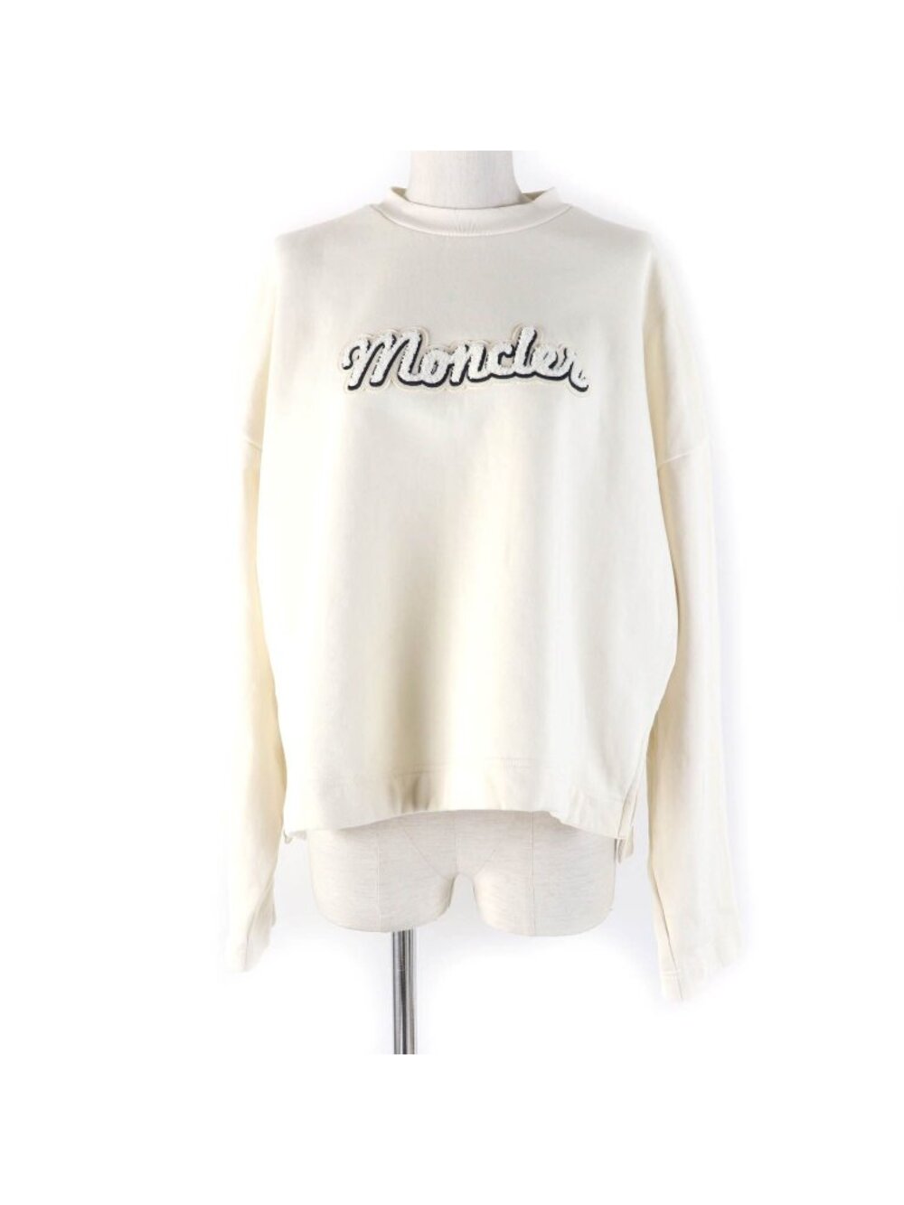 Moncler Felpa Logo Oversized Long Sleeve Sweatshirt Ivory